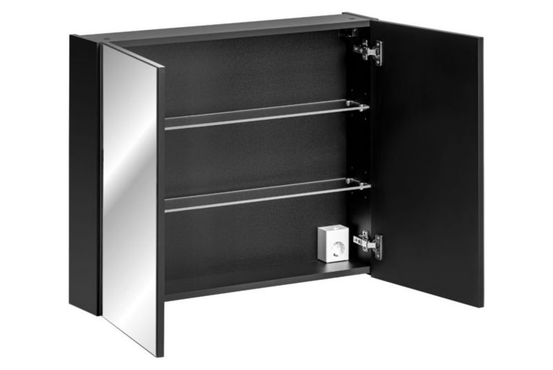 Szafka Comad łazienkowa SANTA FE BLACK 80 cm czarny mat z lustrem 1 szt