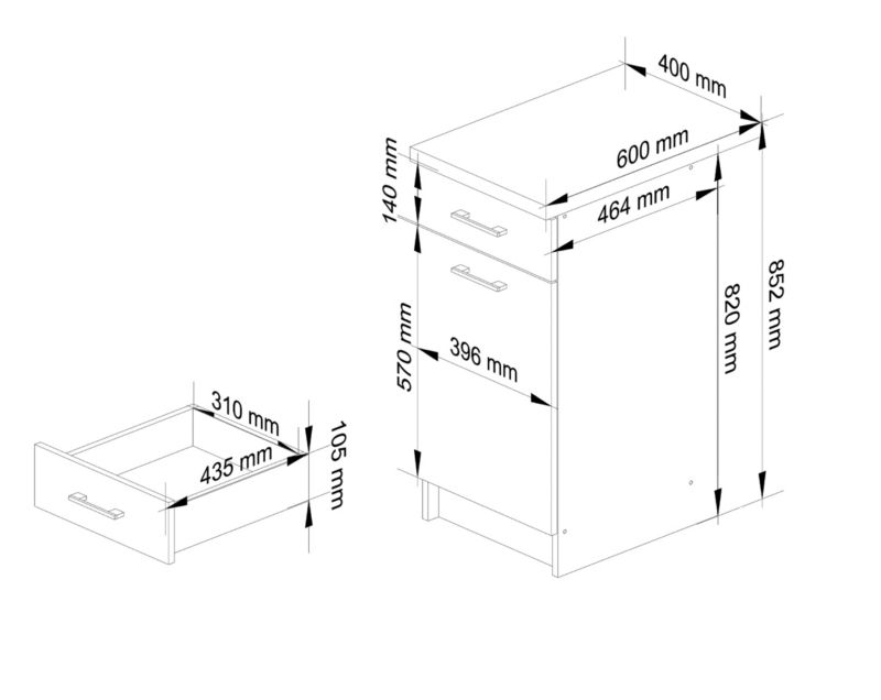 Szafka kuchenna Akord S40 z blatem system Oliwia Biała 40 cm 1 drzwi 1 szuflada kolor Biały mat 2 półki 40x46x85 cm 1 szt.