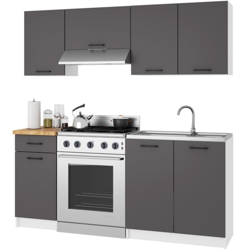 Szafka kuchenna Akord S40 z blatem system Oliwia Biała 40 cm 4 szuflady kolor Grafit Szary mat 40x46x85 cm 1 szt.