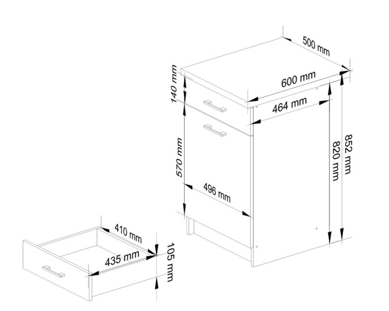 Szafka kuchenna Akord S50 z blatem system Oliwia Biała 50 cm 1 drzwi 1 szuflada kolor Biały mat 2 półki 50x46x85 cm 1 szt.