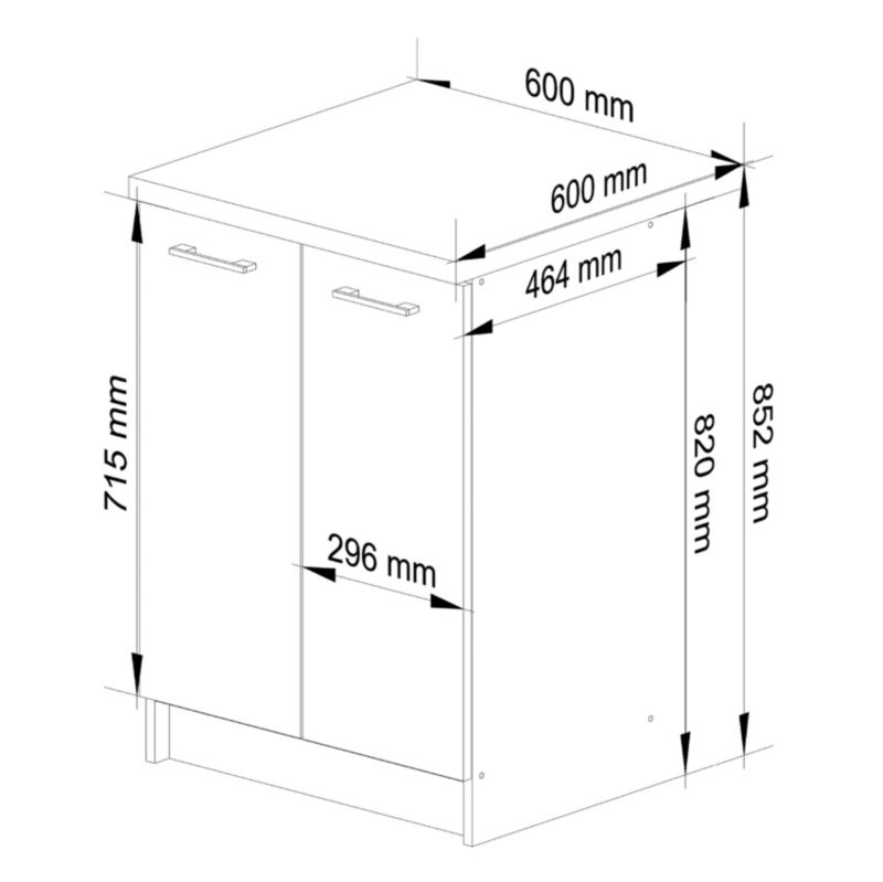 Szafka kuchenna Akord S60 z blatem system Oliwia Biała 60 cm 2 drzwi kolor Biały mat 2 półki 60x46x85 cm 1 szt.