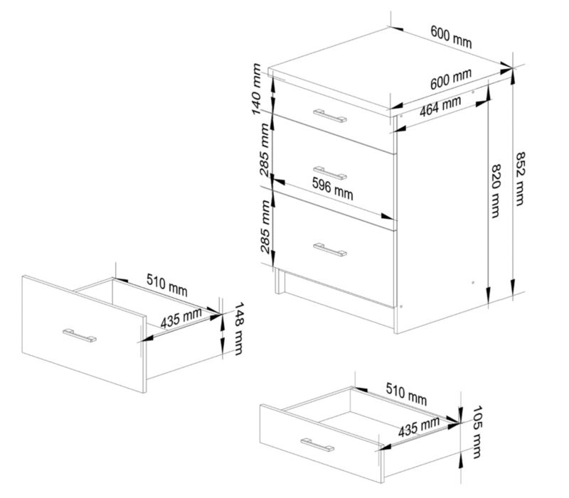 Szafka kuchenna Akord S60 z blatem system Oliwia Biała 60 cm 3 szuflady kolor Biały mat 60x46x85 cm 1 szt.