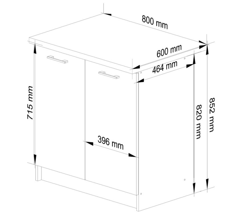 Szafka kuchenna Akord S80 z blatem system Oliwia Biała 80 cm 2 drzwi kolor Biały mat 2 półki 80x46x85 cm 1 szt.