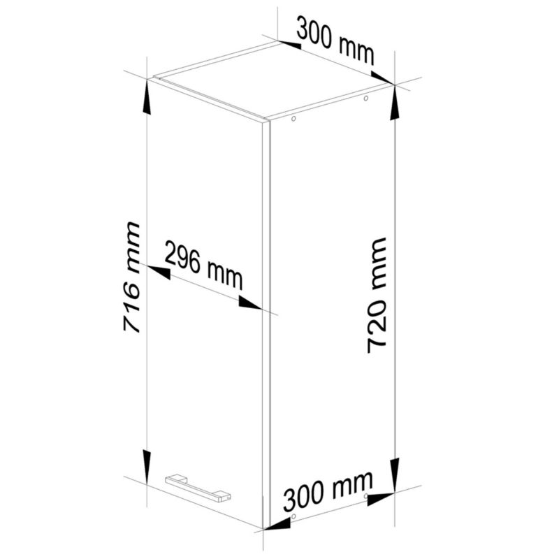 Szafka kuchenna Akord W30 system Oliwia H720 Biała 30 cm 1 drzwi 2 półki 30x30x72 cm 1 szt.