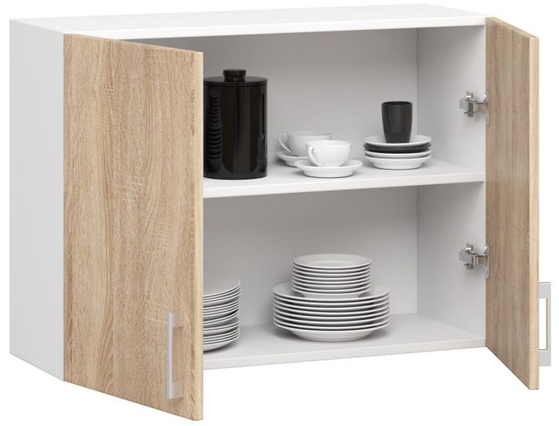 Szafka kuchenna Akord W80 system Lima Biała 80 cm 2 drzwi kolor Dąb Sonoma mat 2 półki 80x30,5x58 cm 1 szt.
