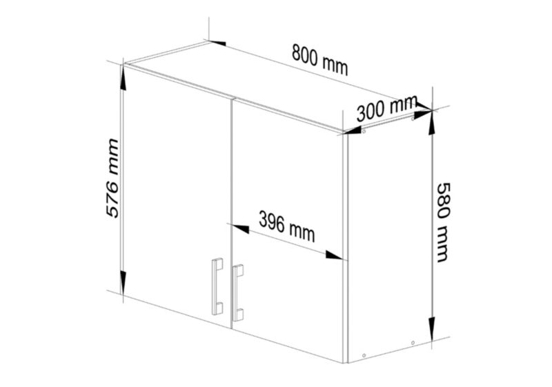 Szafka kuchenna Akord W80 system Lima Biała 80 cm 2 drzwi kolor Dąb Sonoma mat 2 półki 80x30,5x58 cm 1 szt.