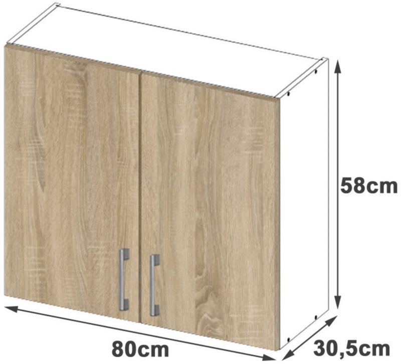 Szafka kuchenna Akord W80 system Lima Biała 80 cm 2 drzwi kolor Dąb Sonoma mat 2 półki 80x30,5x58 cm 1 szt.