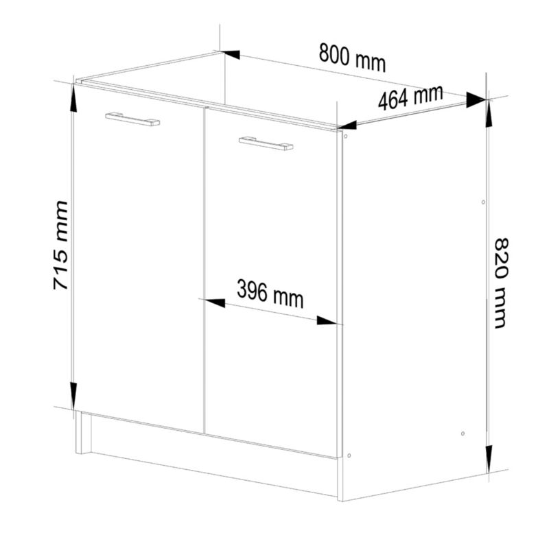 Szafka kuchenna pod zlewozmywak Akord S80 system Oliwia Biała 80 cm 2 drzwi kolor Biały mat 1 półka 80x46x82 cm 1 szt.