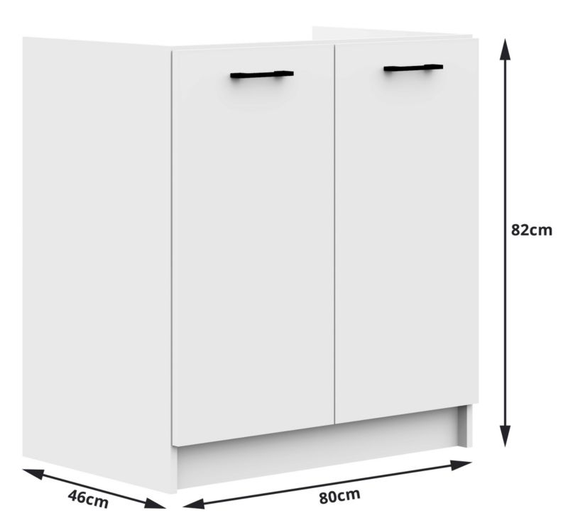 Szafka kuchenna pod zlewozmywak Akord S80 system Oliwia Biała 80 cm 2 drzwi kolor Biały mat 1 półka 80x46x82 cm 1 szt.