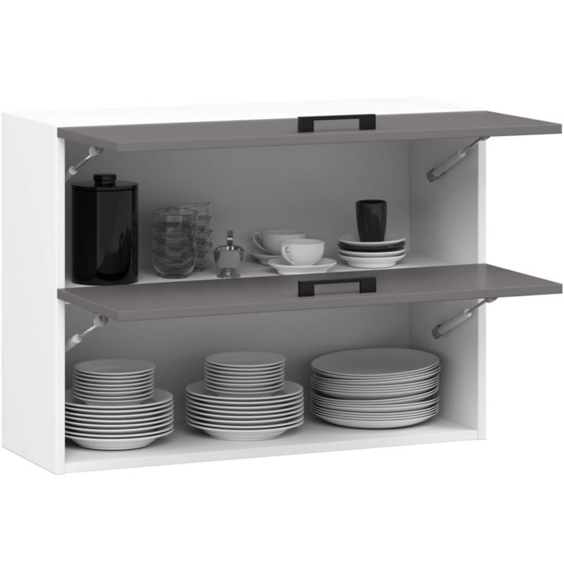 Szafka kuchenna podwójna Akord W80 system Oliwia Biała 80 cm 2 drzwi kolor Grafit Szary mat 2 półki 80x30x58 cm 1 szt.