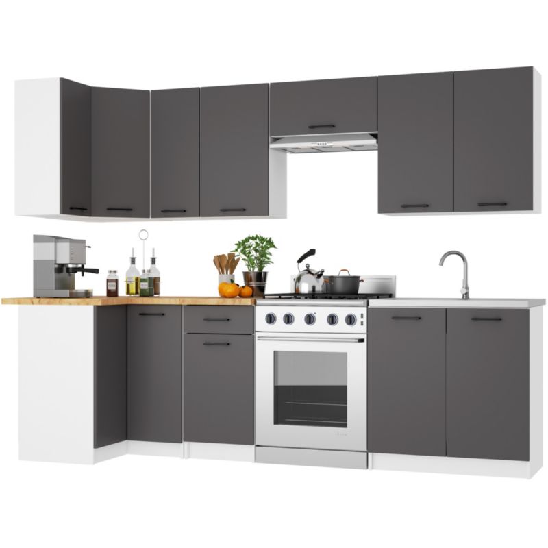 Szafka kuchenna podwójna Akord W80 system Oliwia Biała 80 cm 2 drzwi kolor Grafit Szary mat 2 półki 80x30x58 cm 1 szt.