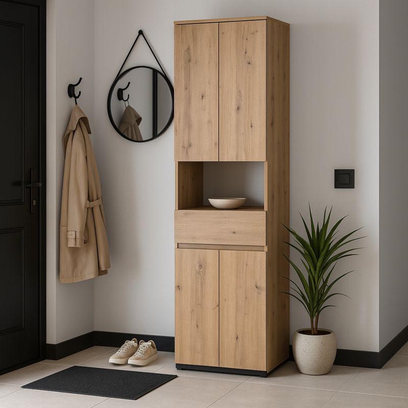 Szafka Mebel Elite MODENA Słupek Do Przedpokoju Szafa Wąska Stojąca Regał Dąb Artisan 1 szt