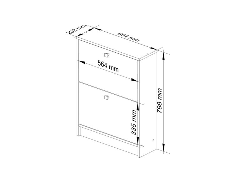 Szafka na buty Akord Biała 60 cm 2 drzwi kolor Biały mat 2 półki 60x20x80 cm 1 szt.