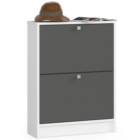 Szafka na buty Akord Biała 60 cm 2 drzwi kolor Grafit Szary mat 2 półki 60x20x80 cm 1 szt.