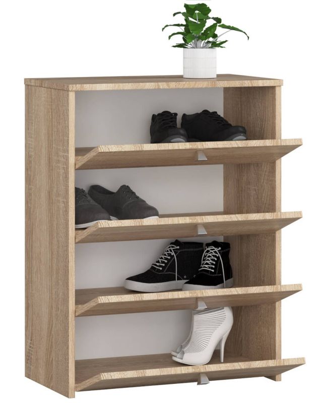 Szafka na buty Akord Dąb Sonoma 60 cm 4 drzwi kolor Dąb Sonoma mat 4 półki 60x33x80 cm 1 szt.