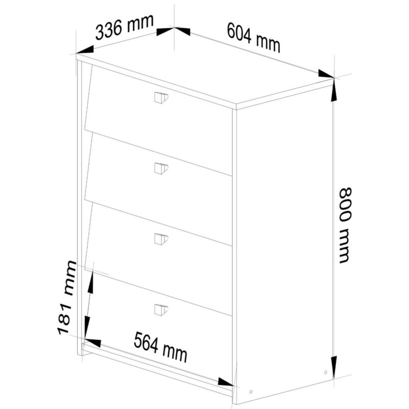Szafka na buty Akord Dąb Sonoma 60 cm 4 drzwi kolor Dąb Sonoma mat 4 półki 60x33x80 cm 1 szt.