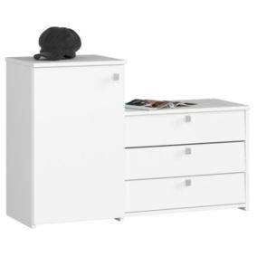 Szafka na buty Akord S16 Biała 98,4 cm 4 drzwi kolor Biały mat 5 półek 98,4x33x68 cm 2 szt.