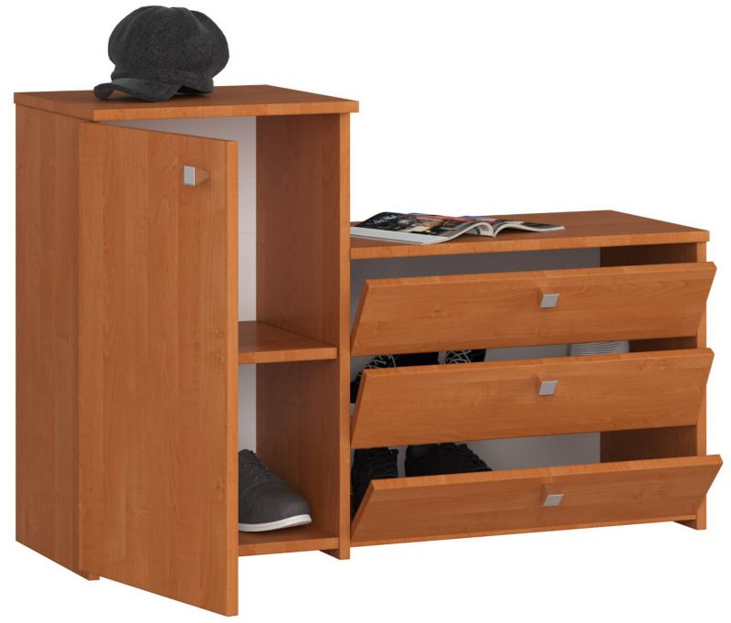 Szafka na buty Akord S16 Olcha 98,4 cm 4 drzwi kolor Olcha mat 5 półek 98,4x33x68 cm 2 szt.