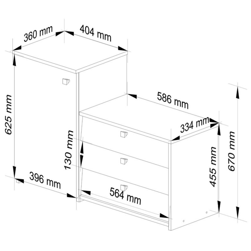 Szafka na buty Akord S16 Olcha 98,4 cm 4 drzwi kolor Olcha mat 5 półek 98,4x33x68 cm 2 szt.