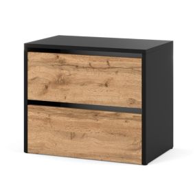 Szafka Na Buty Hurtownia-Mebli 2 Drzwi Hugo 60cm Czarny Mat Dąb Wotan 60x36x50 cm 1szt.