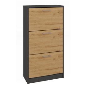 Szafka Na Buty Topeshop Na Obuwie Paula Antracyt Dąb Artisan 28x60x116 cm 1 szt.