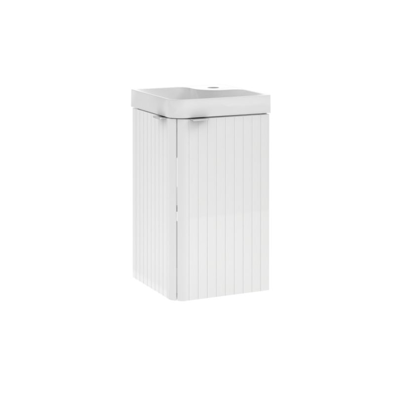 Mirano Listrado rohová skříňka s umyvadlem, závěsná 30 cm, bílá.