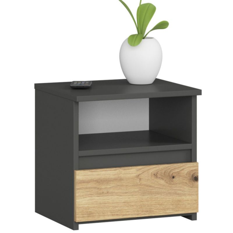 Szafka nocna Akord CL1 Grafit Szary 40 cm 1 szuflada kolor Dąb Artisan mat 1 półka 40x35x40 cm 1 szt.