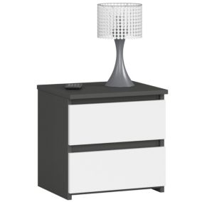 Szafka nocna Akord CL2 Grafit Szary 40 cm 2 szuflady kolor Biały mat 40x35x40 cm 1 szt.