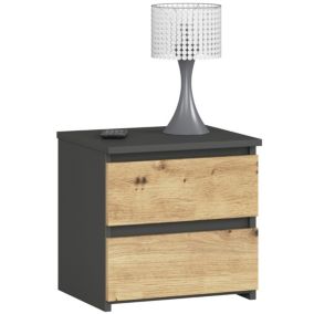 Szafka nocna Akord CL2 Grafit Szary 40 cm 2 szuflady kolor Dąb Artisan mat 40x35x40 cm 1 szt.