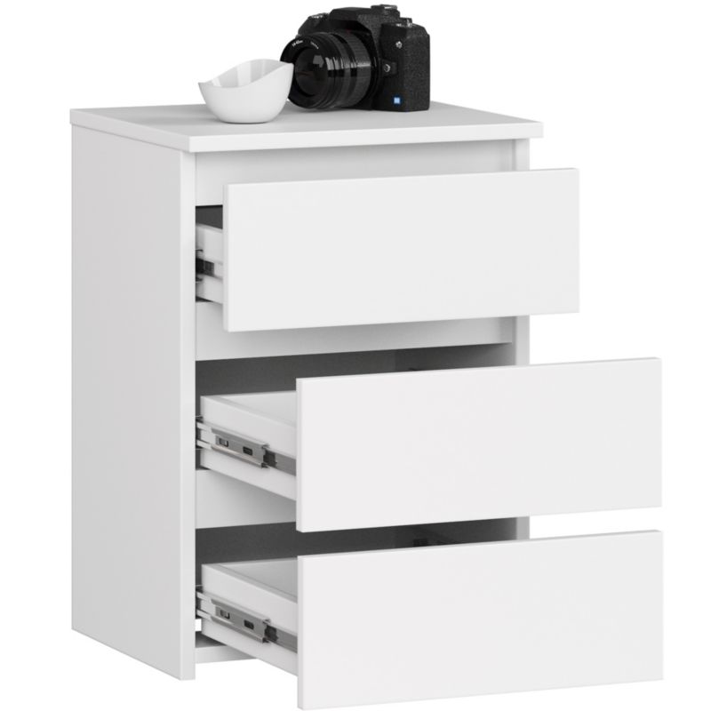 Szafka nocna Akord CL3 Biała 40 cm 3 szuflady kolor Biały mat 40x35x57 cm 1 szt.