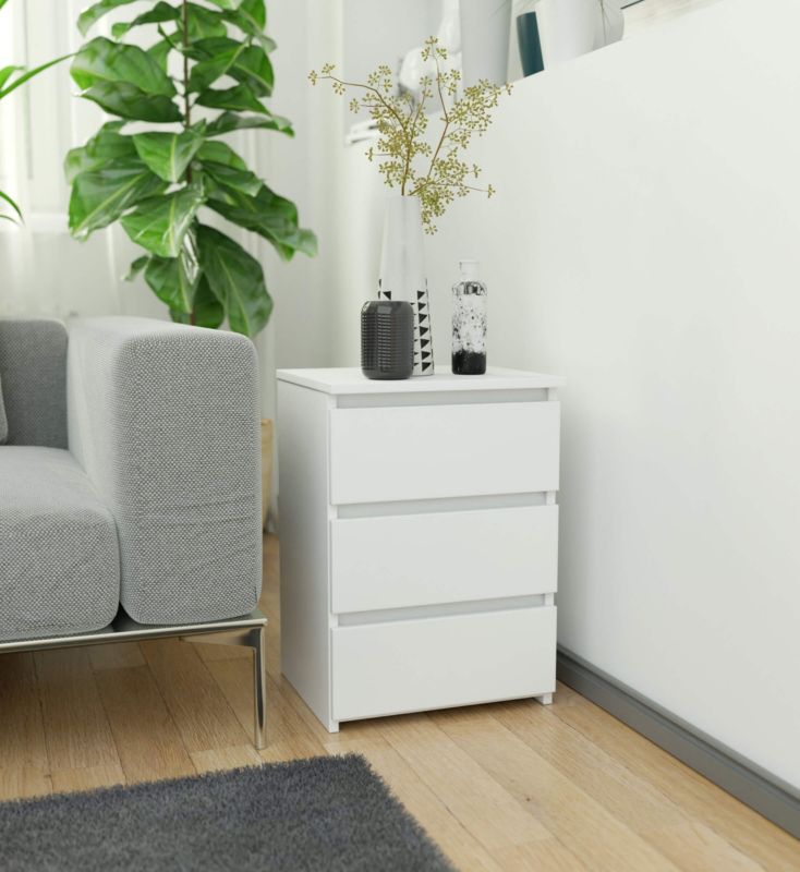 Szafka nocna Akord CL3 Biała 40 cm 3 szuflady kolor Biały mat 40x35x57 cm 1 szt.