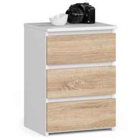 Szafka nocna Akord CL3 Biała 40 cm 3 szuflady kolor Dąb Sonoma mat 40x35x57 cm 1 szt.