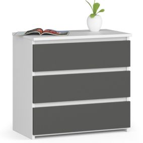 Szafka nocna Akord CL3 Biała 60 cm 3 szuflady kolor Grafit Szary mat 60x35x57 cm 1 szt.