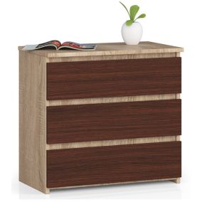 Szafka nocna Akord CL3 Dąb Sonoma 60 cm 3 szuflady kolor Wenge mat 60x35x57 cm 1 szt.