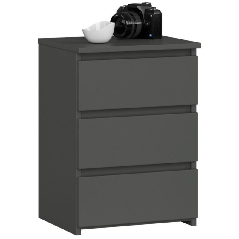 Szafka nocna Akord CL3 Grafit Szary 40 cm 3 szuflady kolor Grafit Szary mat 40x35x57 cm 1 szt.