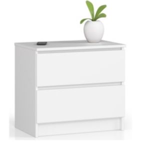 Szafka nocna Akord K60 Biała 60 cm 2 szuflady kolor Biały mat 60x40x55 cm 1 szt.