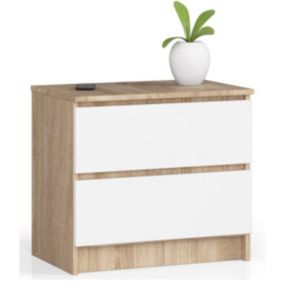 Szafka nocna Akord K60 Dąb Sonoma 60 cm 2 szuflady kolor Biały mat 60x40x55 cm 1 szt.