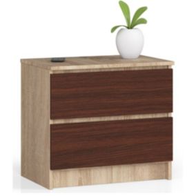 Szafka nocna Akord K60 Dąb Sonoma 60 cm 2 szuflady kolor Wenge mat 60x40x55 cm 1 szt.