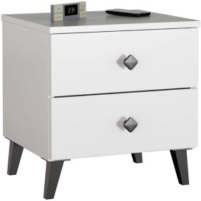 Szafka nocna Akord Mobi Biała 40 cm 2 szuflady kolor Biały mat 40x37x43 cm 1 szt.