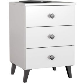 Szafka nocna Akord Mobi Biała 40 cm 3 szuflady kolor Biały mat 40x37x58 cm 1 szt.