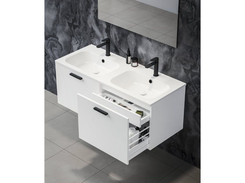 Szafka pod podwójną umywalkę Ravak SD 1200 CHROME biała/biała uchwyt chrom 1 szt