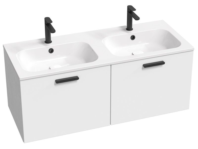 Szafka pod podwójną umywalkę Ravak SD 1200 CHROME biała/biała uchwyt czarny 1 szt