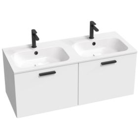 Szafka pod podwójną umywalkę Ravak SD 1200 CHROME biała/biała uchwyt czarny 1 szt