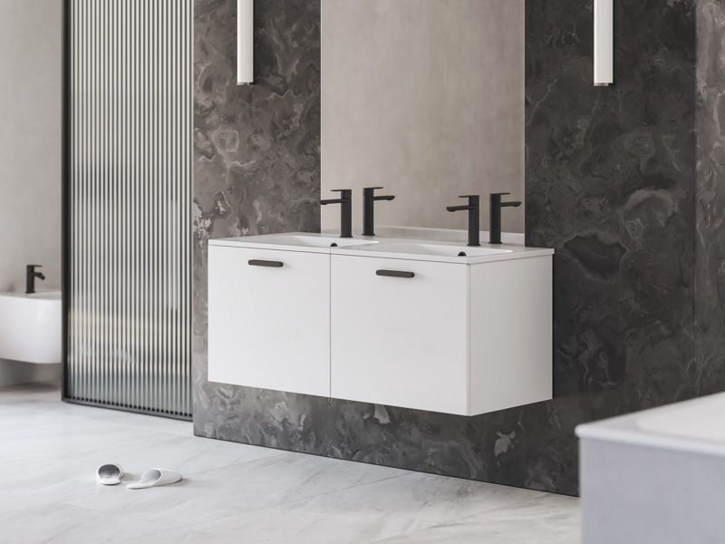 Szafka pod podwójną umywalkę Ravak SD 1200 CHROME biała/biała uchwyt czarny 1 szt