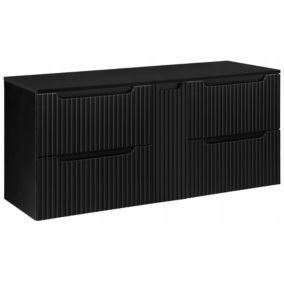 Szafka pod Umywalkę 140 cm Wisząca z Blatem Czarna Nova Black Furnidea