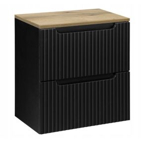 Szafka pod Umywalkę 50 cm Wisząca z Blatem Dąb Nova Black Czarna Furnidea