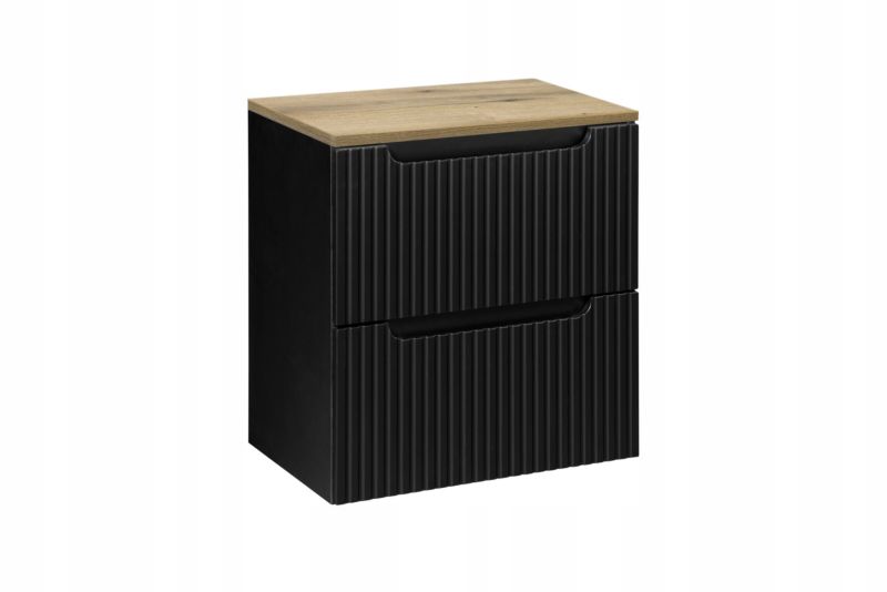 Szafka pod Umywalkę 50 cm Wisząca z Blatem Dąb Nova Black Czarna Furnidea