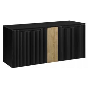 Szafka pod Umywalkę łazienkowa 140 cm Wisząca z Blatem Dąb Nova Black Czarna Furnidea 1 szt.