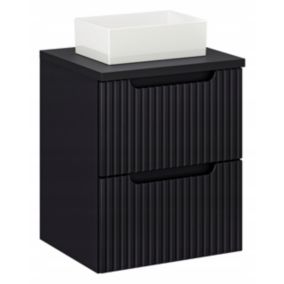 Szafka pod Umywalkę łazienkowa 50 cm Wisząca z Blatem Czarny Nova Black Czarna z Umywalką Furnidea 1szt.