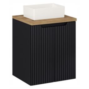 Szafka pod Umywalkę łazienkowa 50 cm Wisząca z Blatem Dąb Nova Black Czarna z Umywalką Furnidea 1 szt.